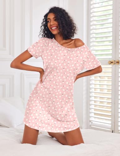 Image of Ekouaer 3 Pack Nightgowns for Women Short Sleeve Sleepshirt Night Shirts