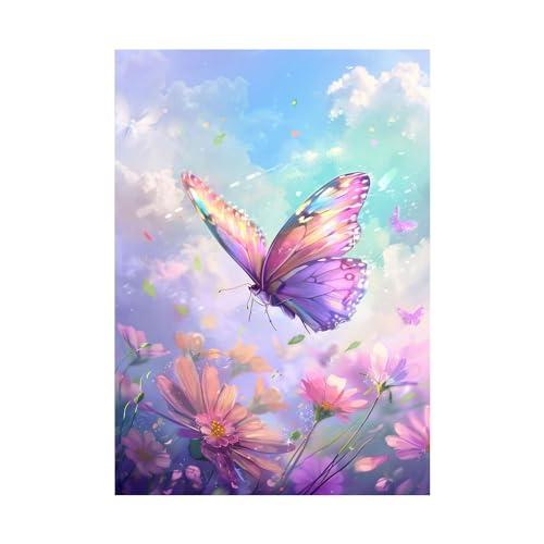 Tableau decoration murale papillon colore moderne toile non tissee 80x120cm