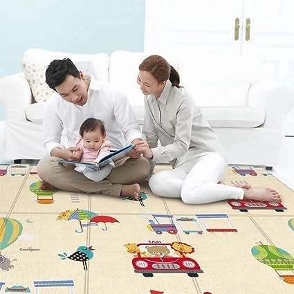 Image of WENGTY Double Sided Waterproof Baby Play Mat, Reversible Design, Extra Large Cushioned Surface, BPA-Free Foldable Foam, Multicolor, 200cm x 150cm
