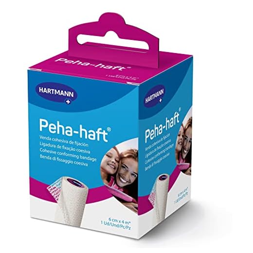Molicare Peha-haft, Venda Elástica Autoadhesiva y Cohesiva, para la Sujeción de Compresas y Gasas Estériles, Estabilizan Músculos y Articulaciones, Permeable y Transpirable, Color Blanca (6cm x 4m)