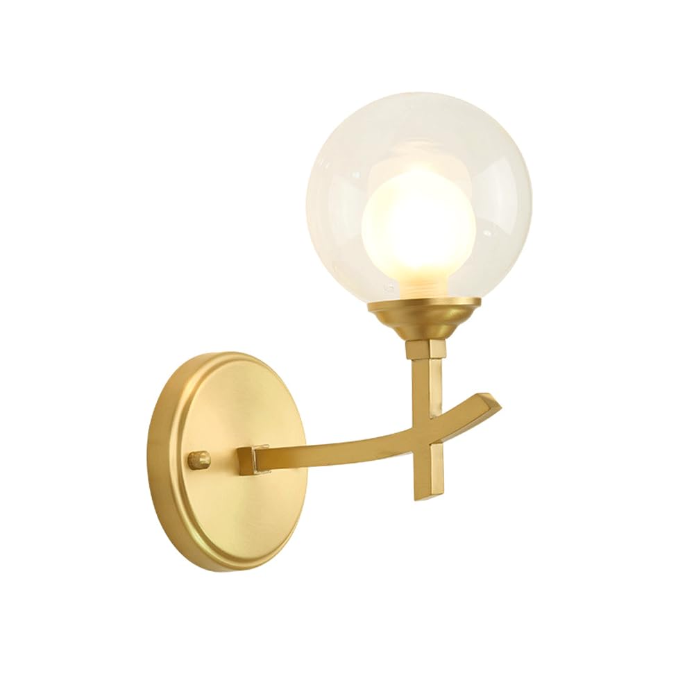 HUAYUSEDF Modern Nordic Copper Glass Wall Sconces for Bedroom Living Room Corridor Study Aisle Creative Postmodern Mounted Lighting Fixture
