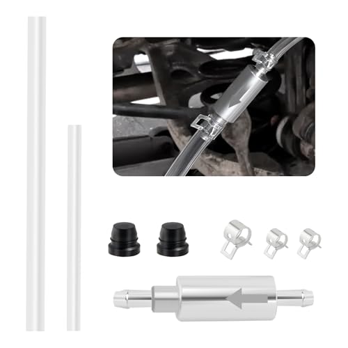 OFBAND Car Brake Bleeder Kit with One Way Check Valve,Transparent Car Brake Bleeder Hose One Way Check Valve & Brakes Bleeders Caps Kit,Practical One Ways Brakes Bleeders Valves Hose Kits