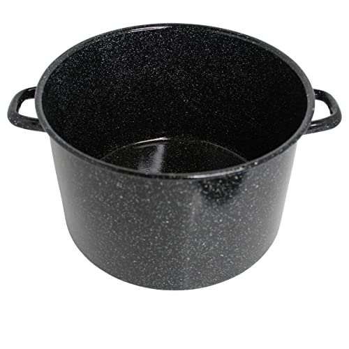Mirro 12Qt Traditional Vintage Style Black Speckled Enamel on Steel Stock Pot with Lid, (MIR-10705) - Thumbnail 3
