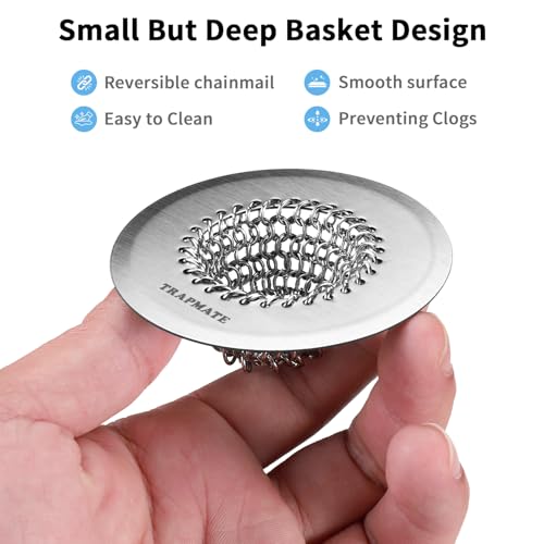 TRAPMATE Shower Drain Hair Catcher, Easy Clean Bathtub Stopper Drain Strainer Kit, Fast Drainage 2.8" Stainless Steel Shower Drain Cover, Small Bathtub Drain Protector Fit Wash Basin, Sink & Tub Drain by TRAPMATE - Used condition - Image 4