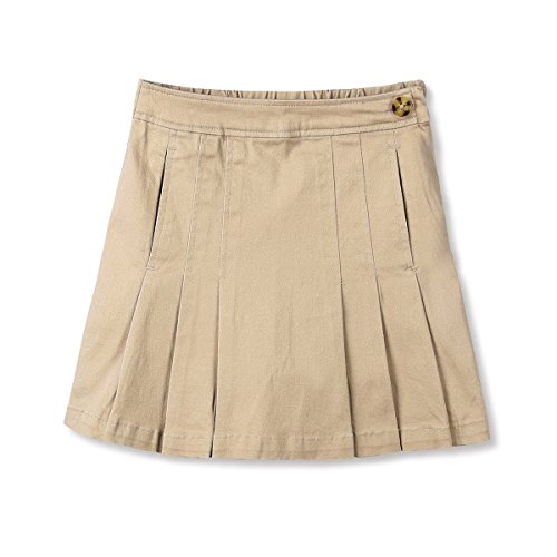 Bienzoe Big Girl's Twill School Uniforms Pocket Pleated Scooter Skirt Khaki Size 12