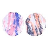 NIYANGLE 2stücke Multifunktionale Duschhauben Für Damen Verstellbare Satin Schlafhauben Badehauben Pastellfarben Für Haar Und Gesichtsschutz Beim Baden Kochen Und Reinigen