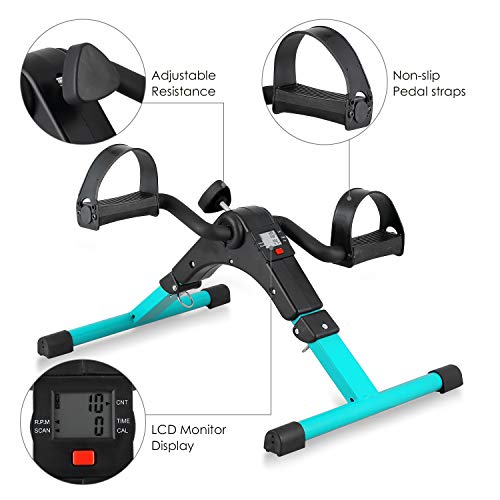 Folding Pedal Exerciser, Mini Exercise Bike Under Desk Bike Foot Pedal Exerciser, Foot Hand Cycle Portable Peddler Machine Bicycle Exerciser Arm Leg Exerciser While Sitting by AGM - Image 6