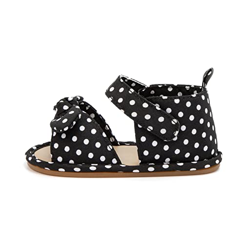 Infant Girls Open Toe Bowknot Dot Printed Shoes First Walkers Shoes Summer Toddler Flat Slides Shoes for Toddlers3