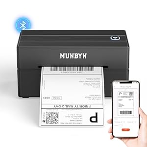 MUNBYN Bluetooth Thermal Label Printer, 130B Wireless 4×6 Shipping Label Printer for Shipping Packages Small Business Office or Home, Compatible with iPhone Android iPad Windows macOS Chrome Etsy eBay