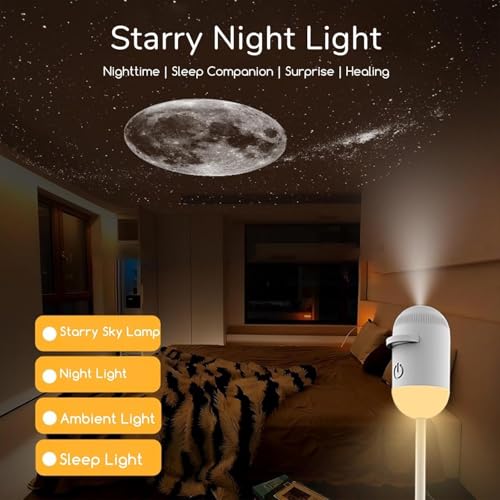 Image of 2-in-1 Galaxy Projector Night Light, USB Starry Sky Projector Lamp with 360 Rotation, Mini LED Ceiling & Wall Light for Bedroom, Kids Room, Portable Astronaut Nebula Star Projector (1 Slide)