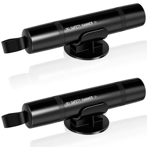 FUYGRCJ 2Pcs Car Safety Hammer Emergency Escape Tool One Second Window Breaker with Seatbelt Cutter Portable Auto Rescue Tool Window Breaker Lightweight Life-Saving Escape Tool for Car Auto(Black)