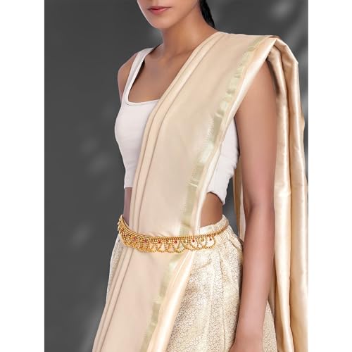 Image of Peora Gold Plated Bridal Jewellery Set with Kamarband Gift for Women Indian Traditional Ethnic Wedding