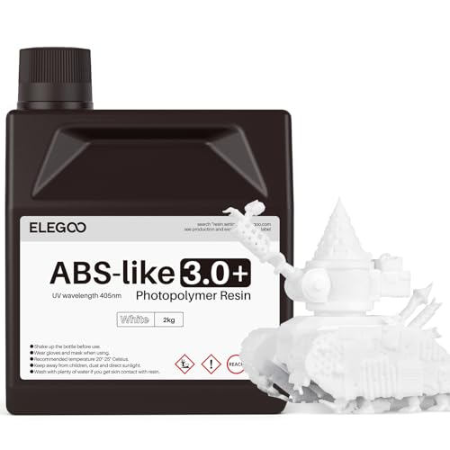 Image of ELEGOO ABS-Like Resin 3.0 Plus, 3D Printer Resin with Low Viscosity and High Precision, 405nm Rapid UV-Curing Photopolymer Resin, 3D Resin for LCD /DLP 3D Printing, White 2000G