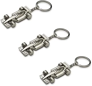LEEQBCR 3 Pcs Silver Racing Car KeyringRacecar Model Keyring Sport F1 Keyring Key Chain Metal Car Keychain Key Ring Accessory,Key Ring Accessory Formula 1 Gifts for Boy or Men