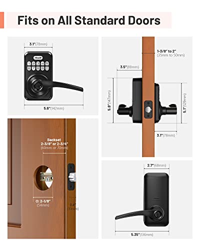 Keyless Entry Door Lock With Handle, Zowill Electronic Keypad Deadbolt Door Locks Handle Lever, Front Door Lock Set, Digital Door Lock, Auto-Locking, Anti-Peep Code Door Handle Lock, Matte Black #TOP6