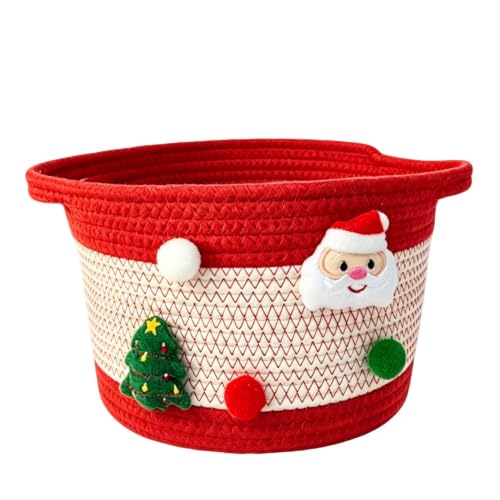 Christmas Tree & Santa Claus Pompoms Decorative Baskets for Organizing - image 7