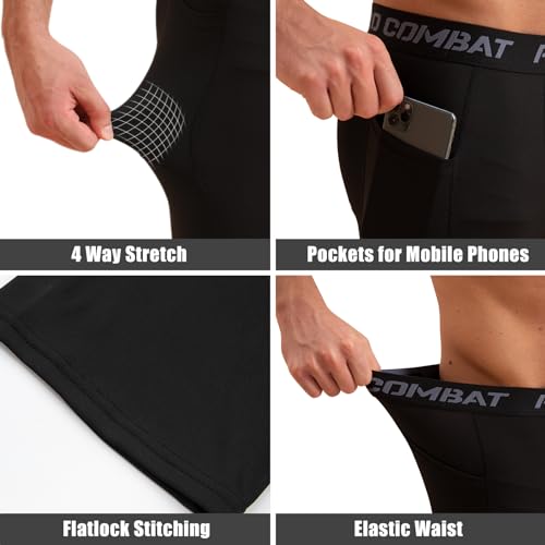 HYCOPROT Men's Compression Pants with Pockets, Athletic Leggings Baselayer Workout Tights for Running Yoga Gym Basketball4