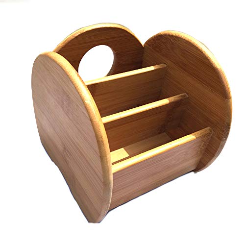 Chiloskit Bamboo Wooden Desktop Organizer File Folders Shelf Pens Holder for Small Electronics Notepads Stationary Items (Small(6.7x6x6inch))