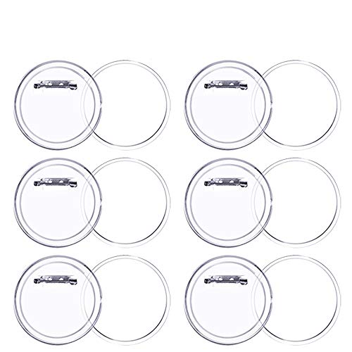 2.36 Inch Acrylic Design Button Clear Button Badges Button Pins Make Your Own for DIY Crafts(26 Sets)