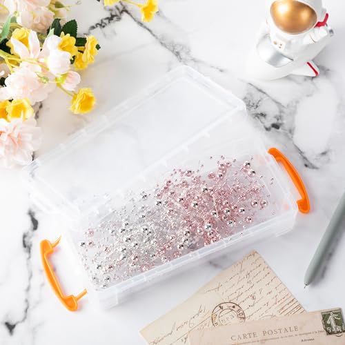 Image of Gueevin 24 Pcs Large Capacity Plastic Pencil Box Clear Plastic Pencil Case Crayon Box with Snap Tight Lid Watercolor Pen Storage Brush Organizer Drawing Tools Container (Orange)