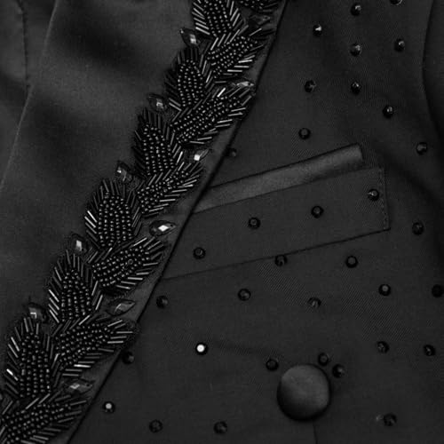 Men's Black Blazer with Rhinestone Embellished Formal Tux Jacket Peaked Lapel Slim Fit4