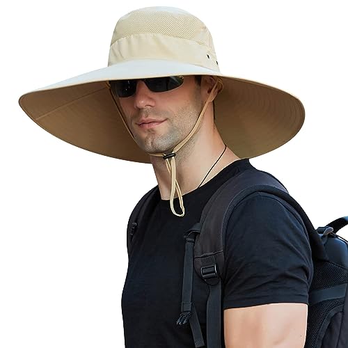 Image of Wide Brim Sun Hat for Men Women UV Protection Ventilated Summer Hats for Fishing Hiking Garden Beach