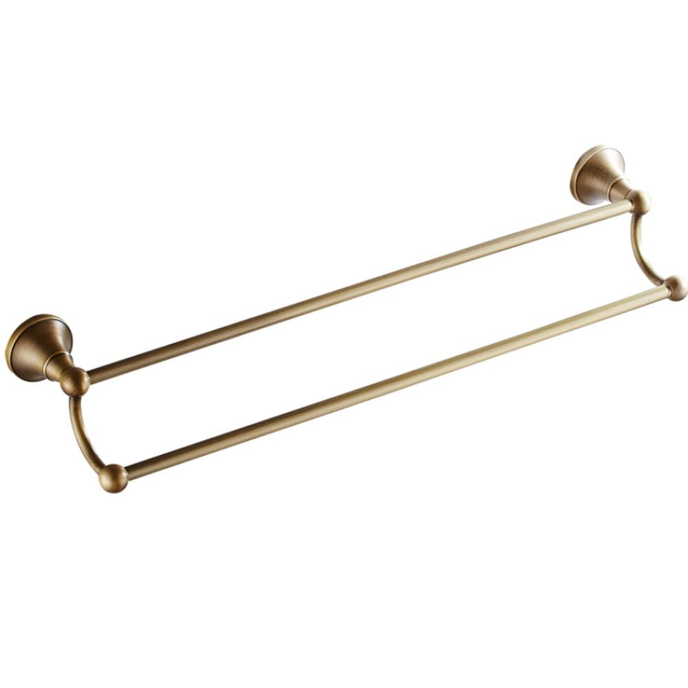 Vvw&Liu Antique Double Rod 60Cm Antique Brass Wall Mounted Bathroom Double Towel Rack Bathroom Rack Bathroom Accessories,