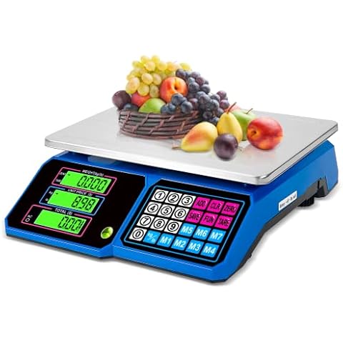 Price Computing Scale：SKEAP DS100 30kg/66 LB Digital Commercial Food Scale,Electronic Meat Scale for Farmers Markets, Retail Outlets, Supermarkets, Blue Cover
