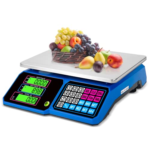 Price Computing Scaleï¼šSKEAP DS100 30kg/66 LB Digital Commercial Food Scale,Electronic Meat Scale for Farmers Markets, Retail Outlets, Supermarkets, Blue