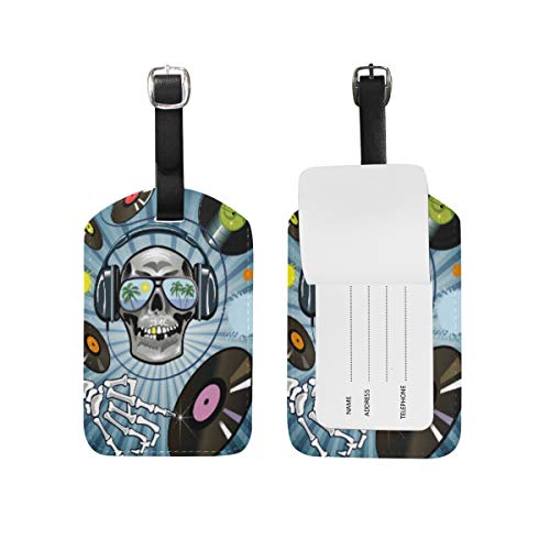 Music DJ Sugar Skull Luggage Tags Travel Suitcase Air Label Card (2PCS)