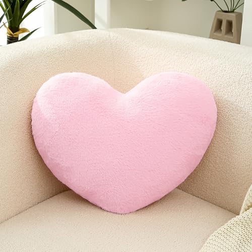 LUPATDY Cojín de peluche con forma de corazón, mullido, cojín de estetic, cojín de felpa para salón, sofá, dormitorio, cama, cojín para dormir, 46 x 36 cm