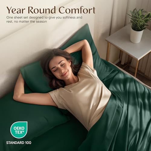 Image of Utopia Bedding Twin XL Sheet Set - 3 Piece Bed Sheets for Twin XL Size Bed, Soft and Breathable Microfiber, Includes 1 Fitted Sheet, 1 Flat Sheet and 1 Pillowcase (Emerald)