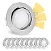 Produktbild linovum® fourSTEP LED Einbaustrahler schwenkbar 10er Set inkl. Leuchtmittel 230V dimmen ohne Dimmer - Deckenspot gebürstet rund warmweiß 5W