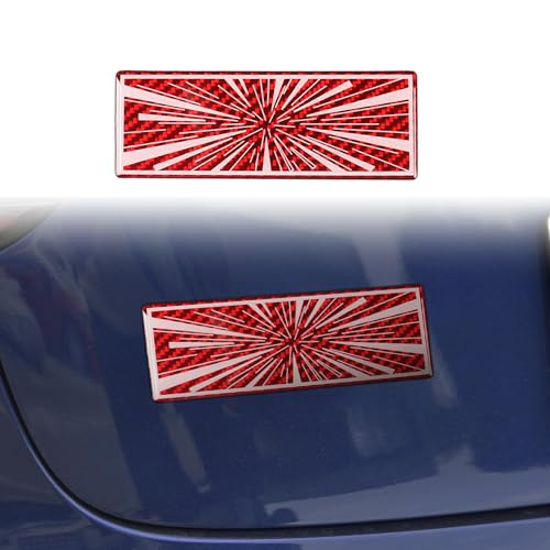 Image of Fit for Redl Carbon Fiber Dual Motor Badge Emblem Sticker Plaid Decor Compatible for Model 3 Y X S Accessories (Ludicrous-Red)