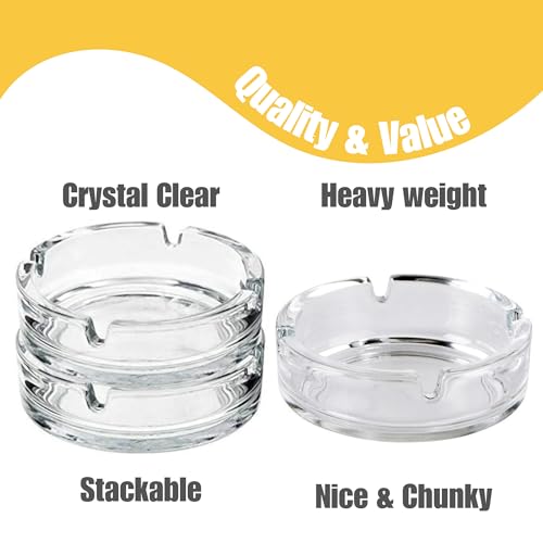 Set of 2 Round Glass Ashtrays for Inside or Outside | 2 x 10.5 cm Ash Trays Indoors | Ash trays Outdoors for Home, Garden, Bar or Pub