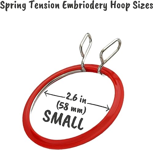 Image of Nurge Premium Quality, Metal Spring Tension Embroidery Hoops, Cross Stich Hoop, Darning Hoops, Embroidery Tension Shed (Red, Siz Mix)