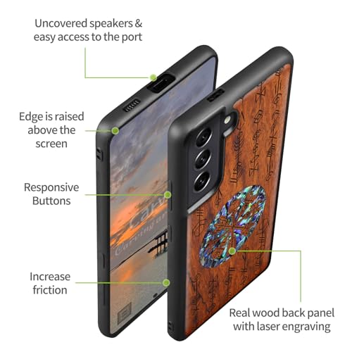 Coque Galaxy S22 Plus gravure en bois de rose vicking unique