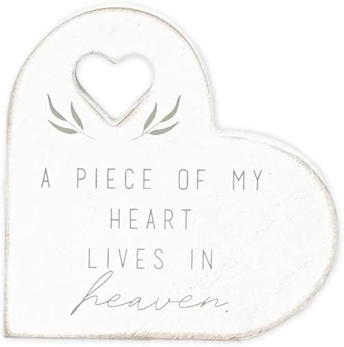 Miniatura 2 de Adams Manufacturing Letrero de madera con forma de corazón para recuerdo  Una pieza de mi corazón vive en el cielo  Letrero conmemorativo de madera