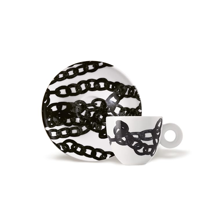 illy 25153 Art Collection, Kollektion Genesi 4 Cappuccino-Tassen, nummeriert und signiert, Monica Bonvicini und Shirin Neshat