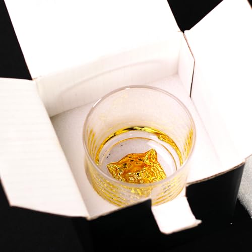 Image of Melbify Gold Wolf Whiskey Glass Gift Set | 1 pcs Set | 300 ml | Ultra-Premium | Gold-Bottomed | Imported | Luxurious | Ideal for Wedding Gifts, Anniversary, VIP and Corporate Gifts