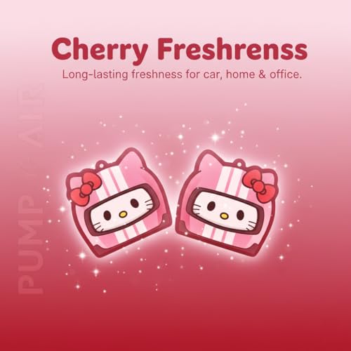 Image of PumpCar 2 pieces double-sided Hello Kitty helmet hanging cartoon cherry-scented funny car air freshener Cool hanging for rearview mirror Car Interior Accessories Gifts