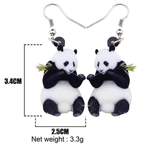 Newei Acrylic Christmas Cute Panda Bear Earrings Drop Dangle Animal Jewelry For Women Kids Teens Charm Gifts (Black,White) #TOP4