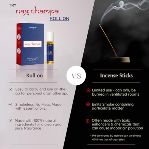 Image of Nag Champa Essential Oil Roll-On Blend 10ml with Jasmine, Aromafume