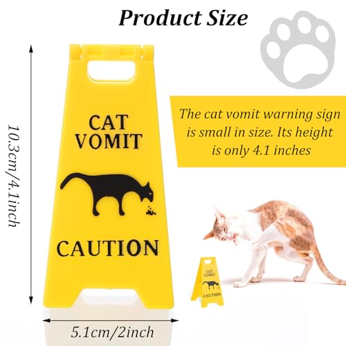 HJZHII 2 Stück Katzen Kotz Schild,Katzen Geschenk,Cat Vomit Sign Warnschild Lustige für Erbrochenes Haustieren 3D Gedruckte Haustier Erbrochenes Schild Prank Geschenk für Katzen