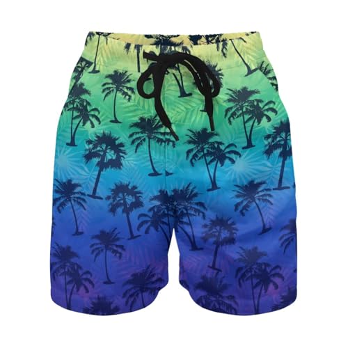 Boys Swim Trunks with Pocket Palm Hawiian Swimwear Bathing Suits Swim Shorts for Boy 4-11T