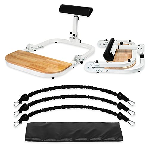 Fit Clinic Hip Thrust Machine | Hip Pad for Exercise & Booty Workouts for Women. Includes 3 Resistance Bands Up to 135lbs. Bar Cushion for Weightlifting Hip thrusts. (White Version)