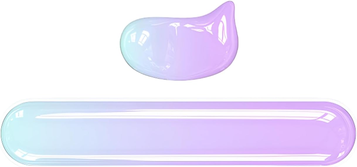 Ergonomic Silicone Gel Keyboard and Mouse Wrist Rest Set, Slow-Rebound Wrist Support for Typing Fatigue Relief, Non-Slip Cooling Computer Wrist Rest Pad for Office, Gaming, 2-Pack (Gradient Purple)
