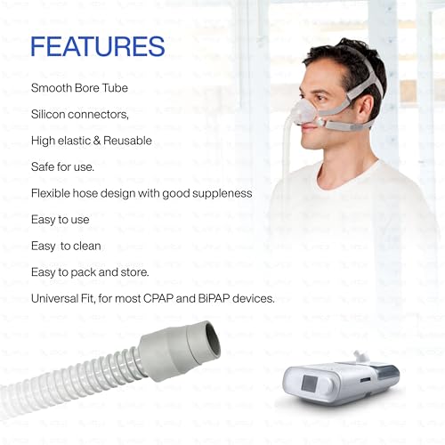 Image of OTICA CPAP /BIPAP Flexible Airflow Tube 22mm - Universal 1.8m Hose for Comfortable Night Breathing, Reusable, Lightweight & Durable, Easy to Connect to All Airflow Devices