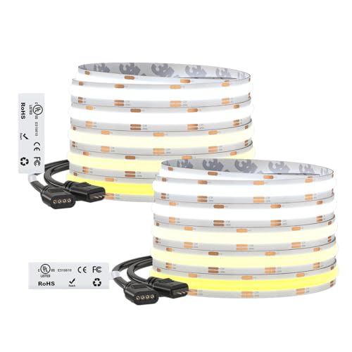 Image of BTF-LIGHTING FCOB COB LED Strip CCT Tunable 3000K-6000K,UL Listed DC24V 32.8FT CRI 90+ Dimmable LED Tape Lights,640LEDs /m Dotless for Bedroom Kitchen Indoor Decor(No Adapter or Controller)
