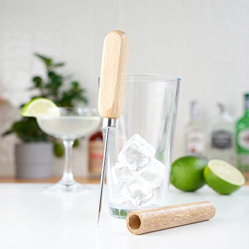 image for True Spike Stainless Steel Ice Pick Tool with Cover and Wood Handle fo